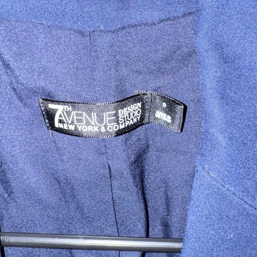 New York & Company Navy Short Sleeve Blazer with Gold Trim - Picture 5 of 7